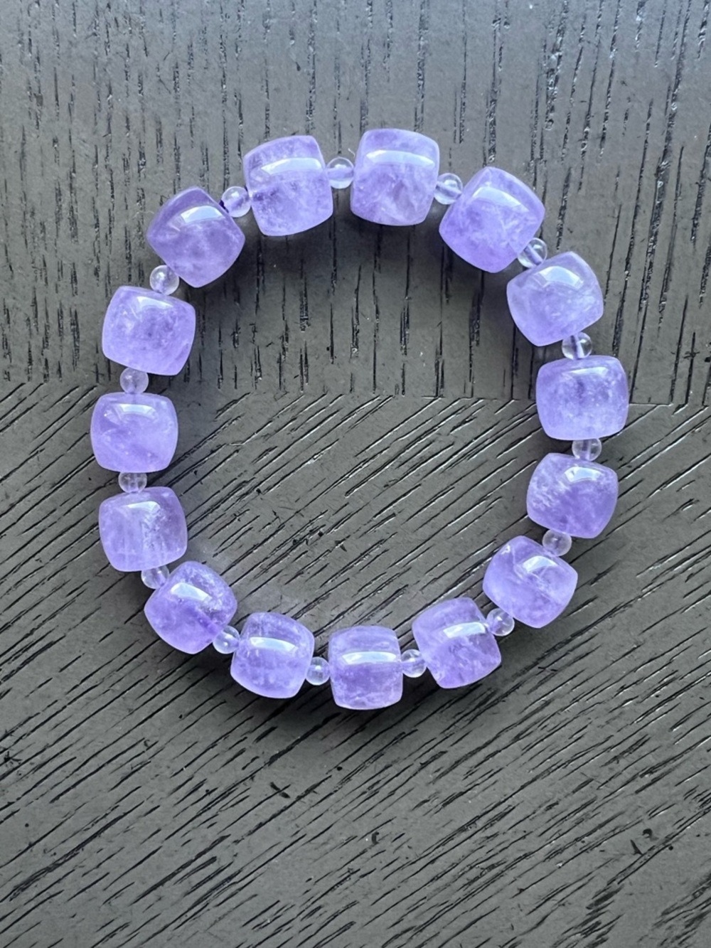 Lavender amethyst barrel bracelet 12mm SIZE 7’ - Picture 6 of 6